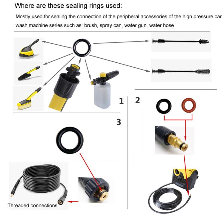 For Karcher K2 / K3 / K4 / K5 / K6 / K7 High Pressure Washer O-Shape Sealing Ring, 16pcs / Set – Durable Build, Easy to Use