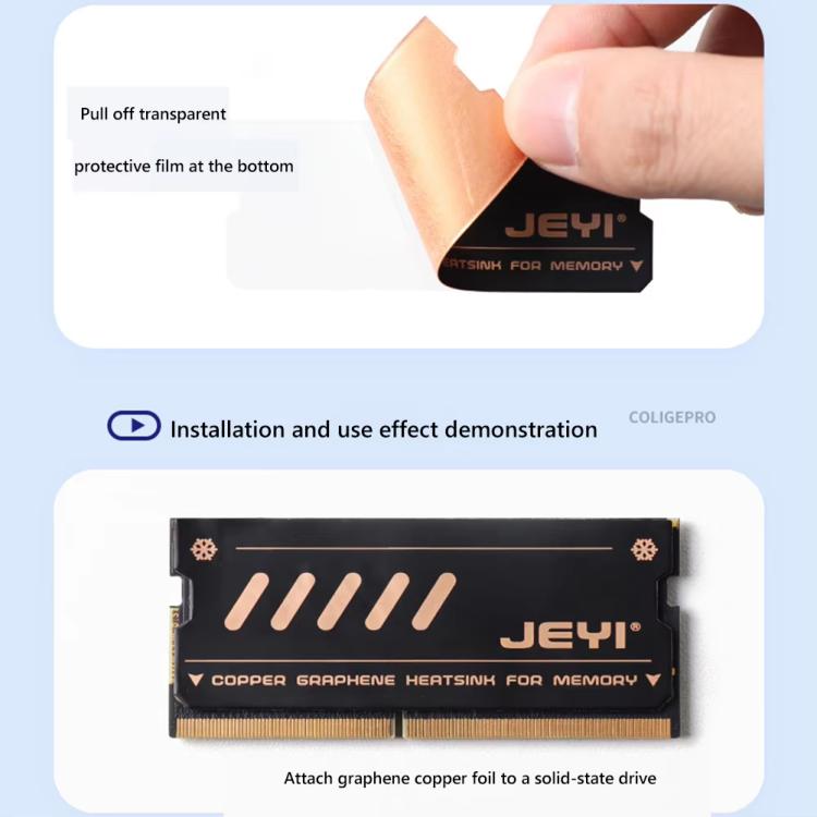 2pcs /Pack JEYI Pure Copper Graphene Laptop Memory Heatsink Radiator for DDR5 DDR4 DDR3 – Durable Build, Easy to Use