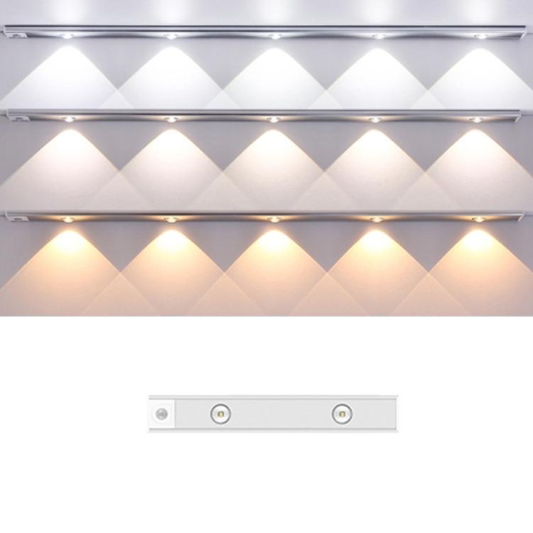 Rechargeable Motion Sensor Light Bar Cabinet Wardrobe Lamp With Remote Control, 20cm, 30cm, 40cm, 60cm, 80cm – Magnetic, Aluminum Alloy 30cm Silver