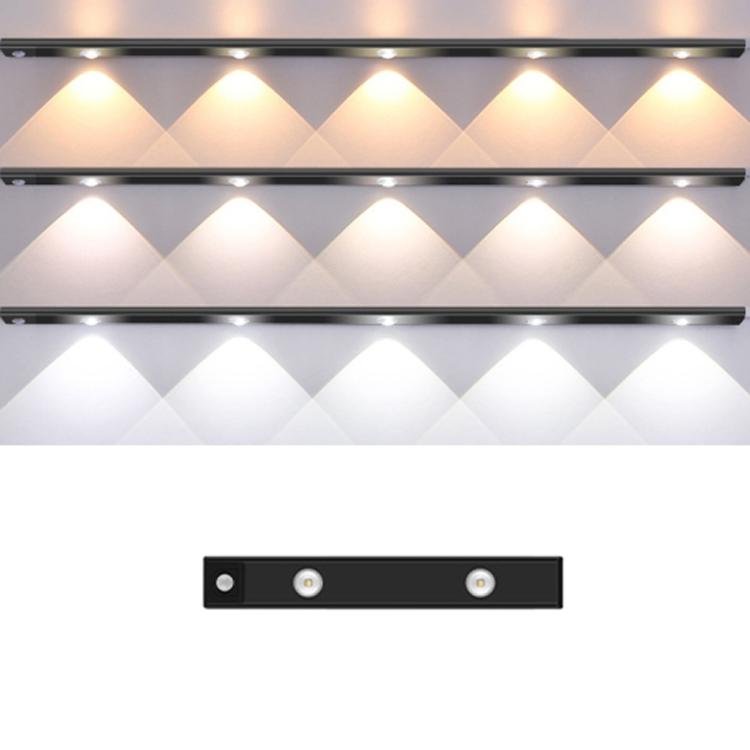 Rechargeable Motion Sensor Light Bar Cabinet Wardrobe Lamp With Remote Control, 20cm, 30cm, 40cm, 60cm, 80cm – Magnetic, Aluminum Alloy 30cm Black