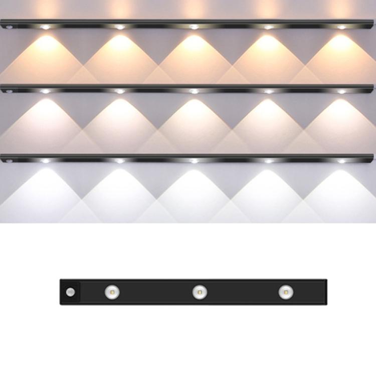 Rechargeable Motion Sensor Light Bar Cabinet Wardrobe Lamp With Remote Control, 20cm, 30cm, 40cm, 60cm, 80cm – Magnetic, Aluminum Alloy 40cm Black