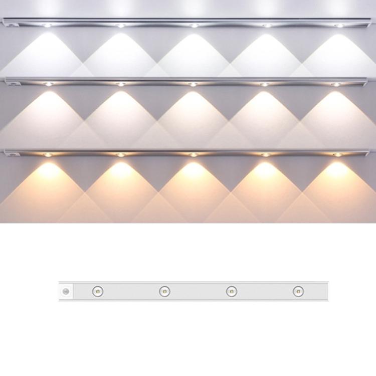 Rechargeable Motion Sensor Light Bar Cabinet Wardrobe Lamp With Remote Control, 20cm, 30cm, 40cm, 60cm, 80cm – Magnetic, Aluminum Alloy 60cm Silver