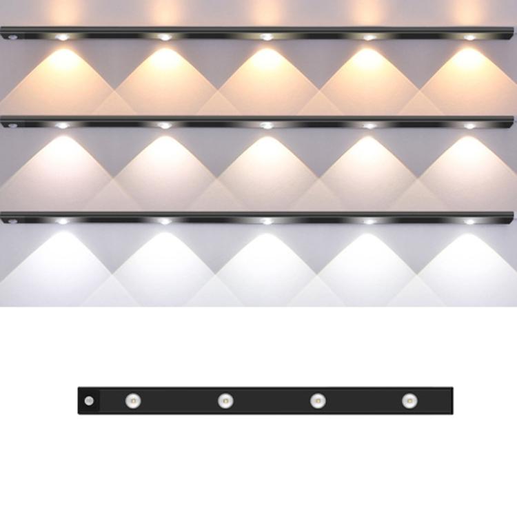 Rechargeable Motion Sensor Light Bar Cabinet Wardrobe Lamp With Remote Control, 20cm, 30cm, 40cm, 60cm, 80cm – Magnetic, Aluminum Alloy 60cm Black