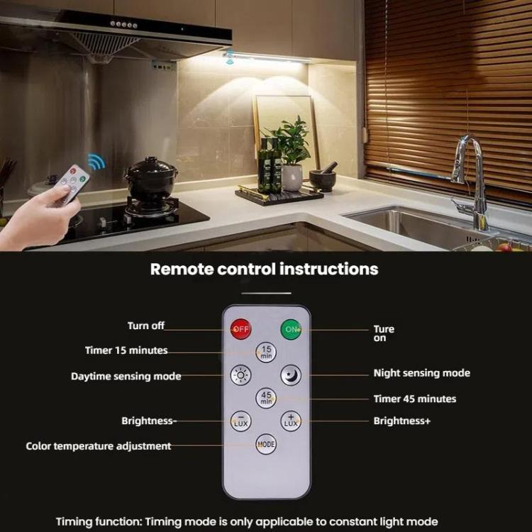 Rechargeable Motion Sensor Light Bar Cabinet Wardrobe Lamp With Remote Control, 20cm, 30cm, 40cm, 60cm, 80cm – Magnetic, Aluminum Alloy