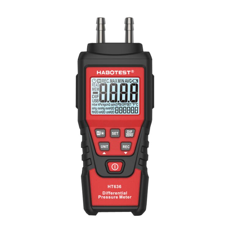 HABOTEST HT636 Highly Precision Differential Pressure Gauge Digital Micropressure Tester, HT636 HT636