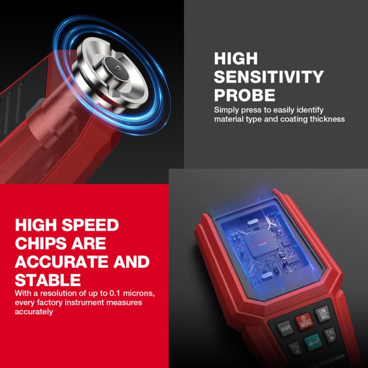 HABOTEST HT616 Car Paint Tester Paint Coating Thickness Gauge, HT616 – Flip, Non-slip
