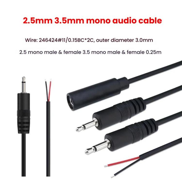 Mono Cable 2Pin AUX Single Head Cable Speaker Audio Power Cord Audio Cord, Length: 25cm, 2.5mm Male, 2.5mm Female, 3.5mm Male, 3.5mm Female – Durable Build, Easy to Use
