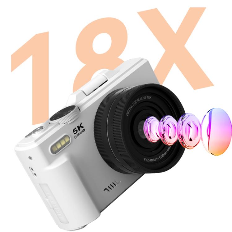 W1 5K HD Digital Camera 75MP 18X Digital Zoom WiFi Video Recorder With Flip Screen, W1 White, W1 Black – Lanyard, Flip, 4K