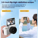 W1 5K HD Digital Camera 75MP 18X Digital Zoom WiFi Video Recorder With Flip Screen, W1 White, W1 Black – Lanyard, Flip, 4K