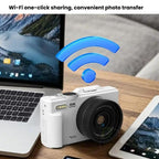 W1 5K HD Digital Camera 75MP 18X Digital Zoom WiFi Video Recorder With Flip Screen, W1 White, W1 Black – Lanyard, Flip, 4K