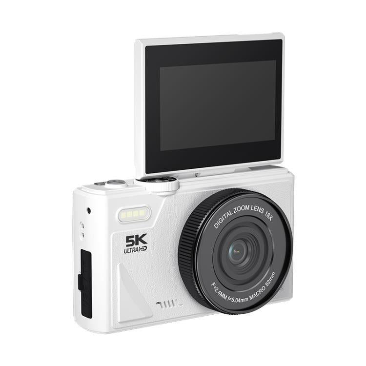 W1 5K HD Digital Camera 75MP 18X Digital Zoom WiFi Video Recorder With Flip Screen, W1 White, W1 Black – Lanyard, Flip, 4K