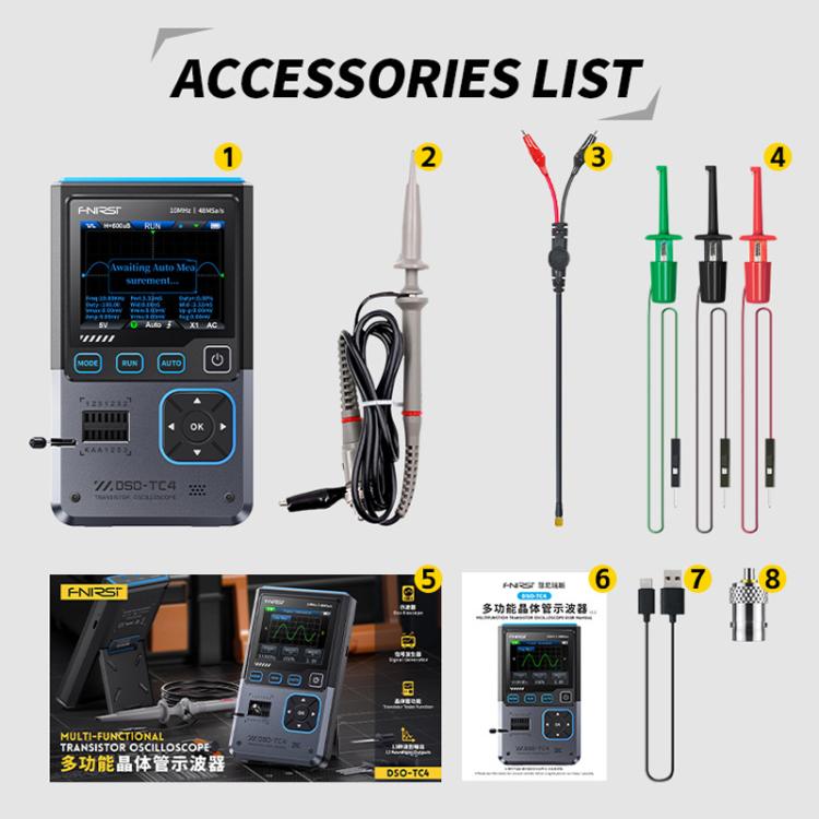 3 In 1 Oscilloscope Transistor Tester Signal Generator 10M Bandwidth Burn-In Proof, FNIRSI DSO-TC4 – TPU