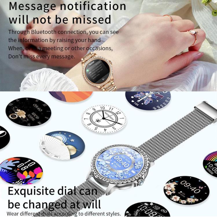 Bluetooth Calling AI Voice Assistant Life Waterproof Sports Smartwatch, Black Silicone Strap, Gold Pink Silicone Strap, Silver Gray Silicone Strap, Gold Rough Steel Strap+Pink Silicone Strap, Silver Rough Steel Strap+Gray Silicone Strap...