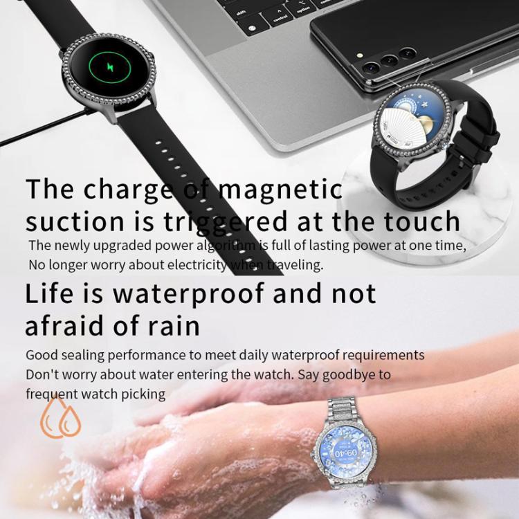 Bluetooth Calling AI Voice Assistant Life Waterproof Sports Smartwatch, Black Silicone Strap, Gold Pink Silicone Strap, Silver Gray Silicone Strap, Gold Rough Steel Strap+Pink Silicone Strap, Silver Rough Steel Strap+Gray Silicone Strap...
