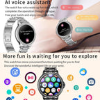 Bluetooth Calling AI Voice Assistant Life Waterproof Sports Smartwatch, Black Silicone Strap, Gold Pink Silicone Strap, Silver Gray Silicone Strap, Gold Rough Steel Strap+Pink Silicone Strap, Silver Rough Steel Strap+Gray Silicone Strap...