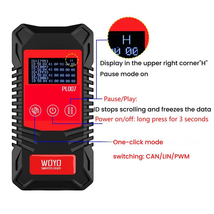 WOYO Handheld CAN/LIN/PWM Digital Communication Circuit Tester – Durable Build, Easy to Use