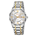 Business Casual Watches Diamond Case Luminous Waterproof Quartz Watch,... Men Silver Gold Strap Silver Dial