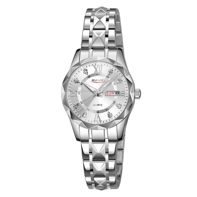 Business Casual Watches Diamond Case Luminous Waterproof Quartz Watch,... Women Silver Case Silver Dial