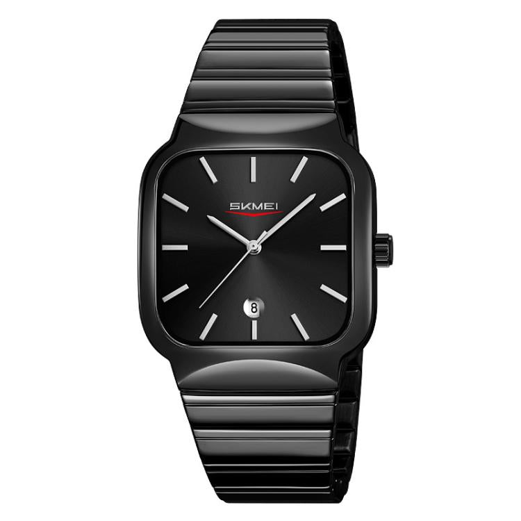 Case – 9361 Steel Strap Textured Dial Watch Business Casual Square Quartz... Black Case Black Dial