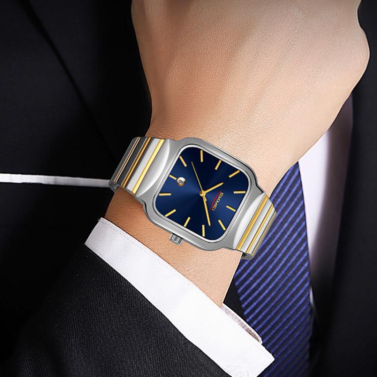 Case – 9361 Steel Strap Textured Dial Watch Business Casual Square Quartz...