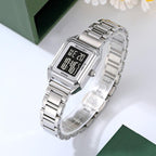 2493 Small Women Electronic Watch Square Steel Strap Watch, Gold Case...