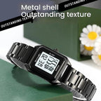 2493 Small Women Electronic Watch Square Steel Strap Watch, Gold Case...
