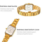 2493 Small Women Electronic Watch Square Steel Strap Watch, Gold Case...