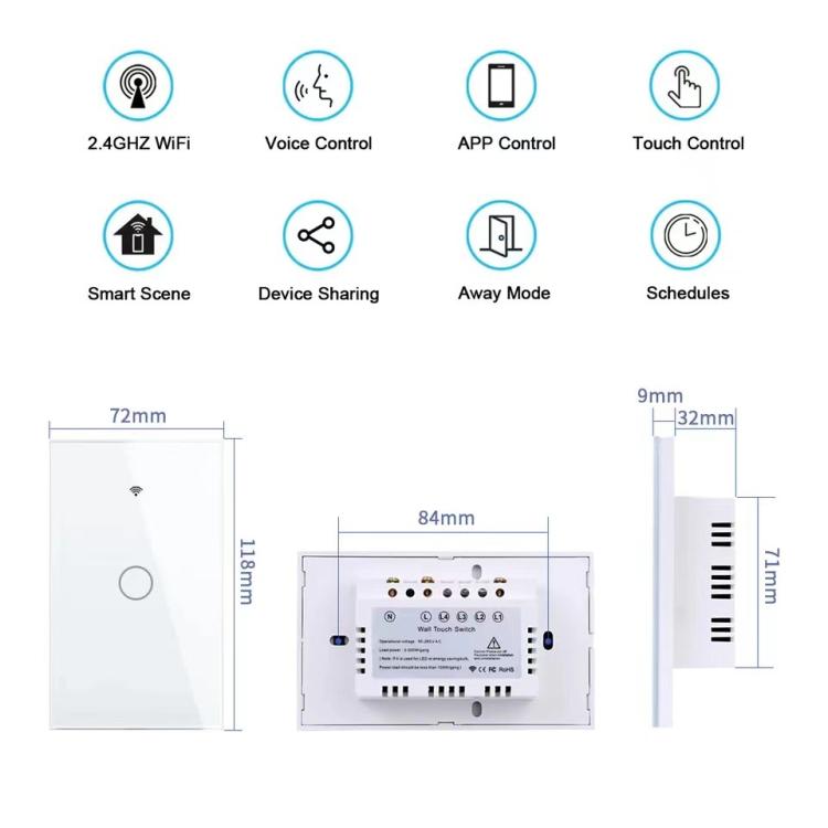 Model 120 US Gauge Graffiti Smart WIFI Single Fire Switch, 1-Gang White, 2-Gang White, 1-Gang Black, 2-Gang Black, 1-Gang Gold, 2-Gang Gold – Durable Build, Easy to Use