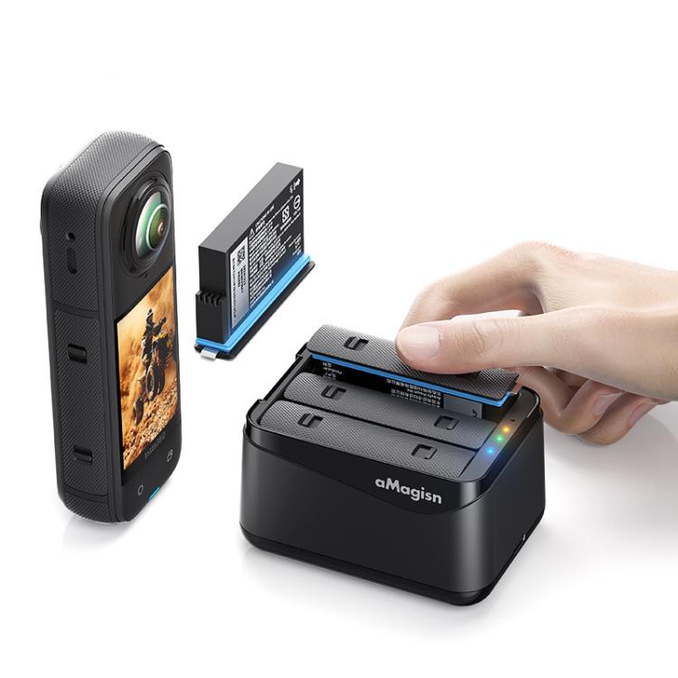For Insta360 X5 Camera AMagisn Battery Charger Fast Charging Station For 3 Batteries Simultaneously Default Title