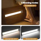 Rechargeable Motion Sensor Light Bar Cabinet Wardrobe Lamp With Remote Control, 20cm Silver, 40cm Silver, 60cm Silver, 80cm Silver, 20cm Black, 40cm Black, 60cm Black, 80cm Black