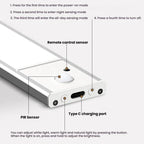 Rechargeable Motion Sensor Light Bar Cabinet Wardrobe Lamp With Remote Control, 20cm Silver, 40cm Silver, 60cm Silver, 80cm Silver, 20cm Black, 40cm Black, 60cm Black, 80cm Black