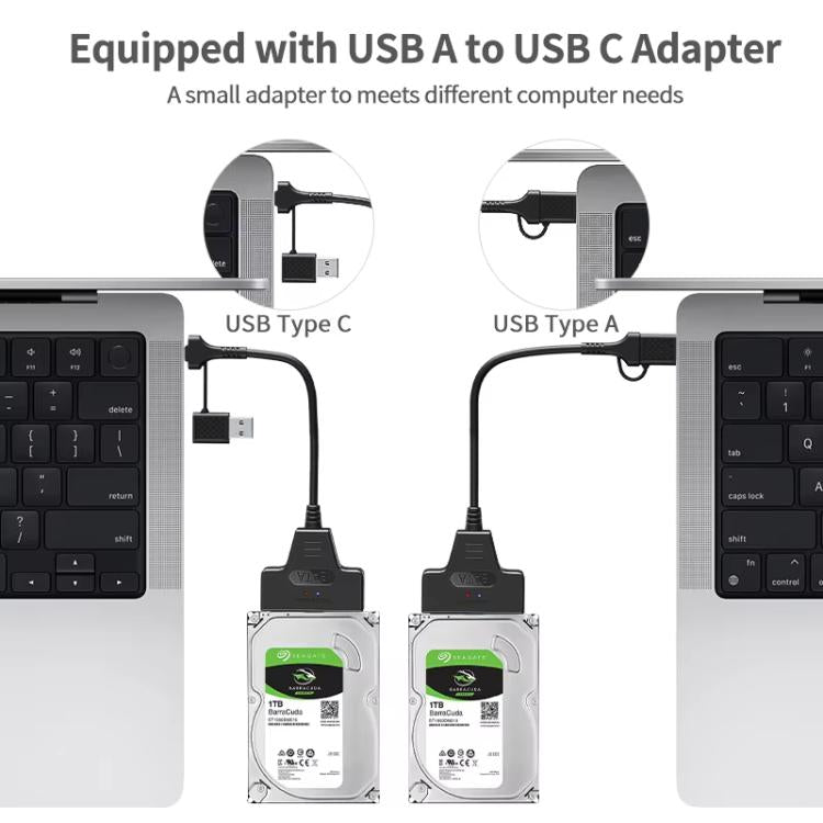 USB 3.0/USB-C to SATA 22-Pin Adapter Cable for 2.5-inch Laptop HDD/SSD, 25cm – Durable Build, Easy to Use