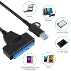 USB 3.0/USB-C to SATA 22-Pin Adapter Cable for 2.5-inch Laptop HDD/SSD, 25cm – Durable Build, Easy to Use