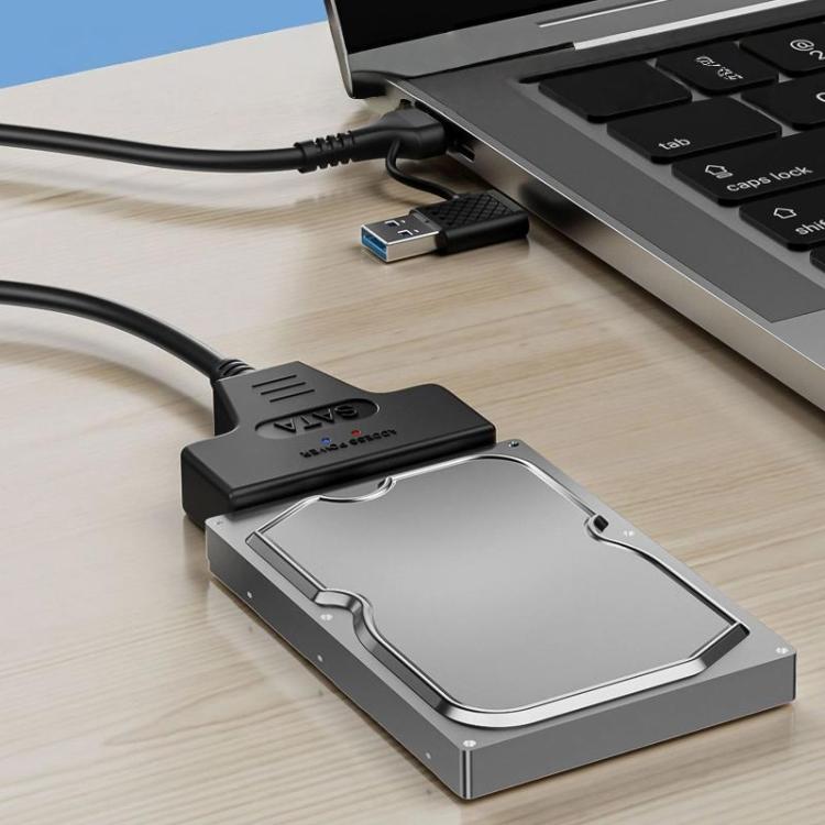 USB 3.0/USB-C to SATA 22-Pin Adapter Cable for 2.5-inch Laptop HDD/SSD, 25cm – Durable Build, Easy to Use