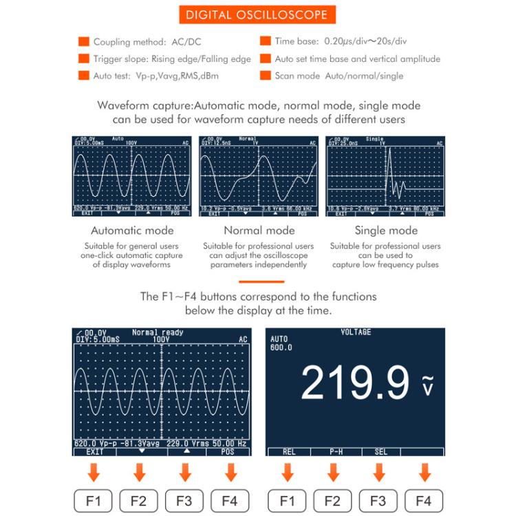 Oscilloscope Multimeter 200Msps Sampling Rate 40MHz Oscilloscope + Multimeter 2 In 1, ET827 – Durable Build, Easy to Use