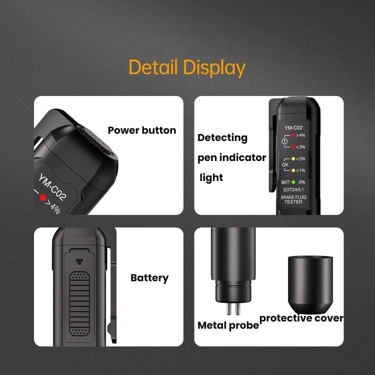 Automobile Brake Oil Detection Pen Brake Fluid Moisture Tester, YM-C02 – Durable Build, Easy to Use