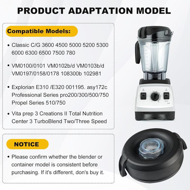 For Vitamix 5200 7500 750 630 Blender Lid 64oz Container Cover, Lid – Durable Build, Easy to Use