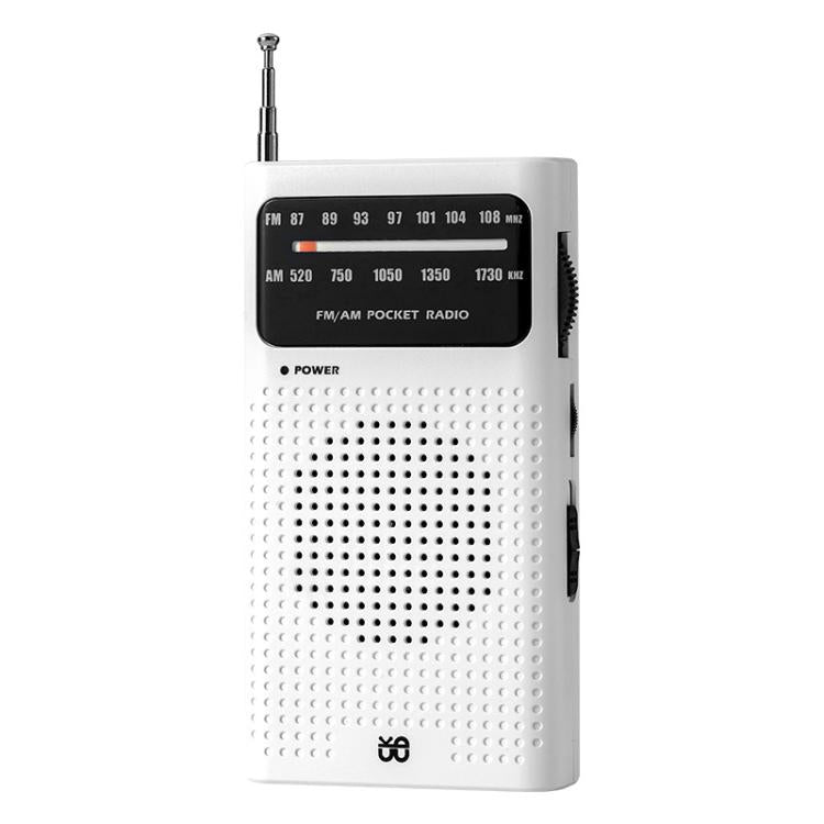 FM/AM Full-Band Channel Pocket Portable Pointer Radio Player White