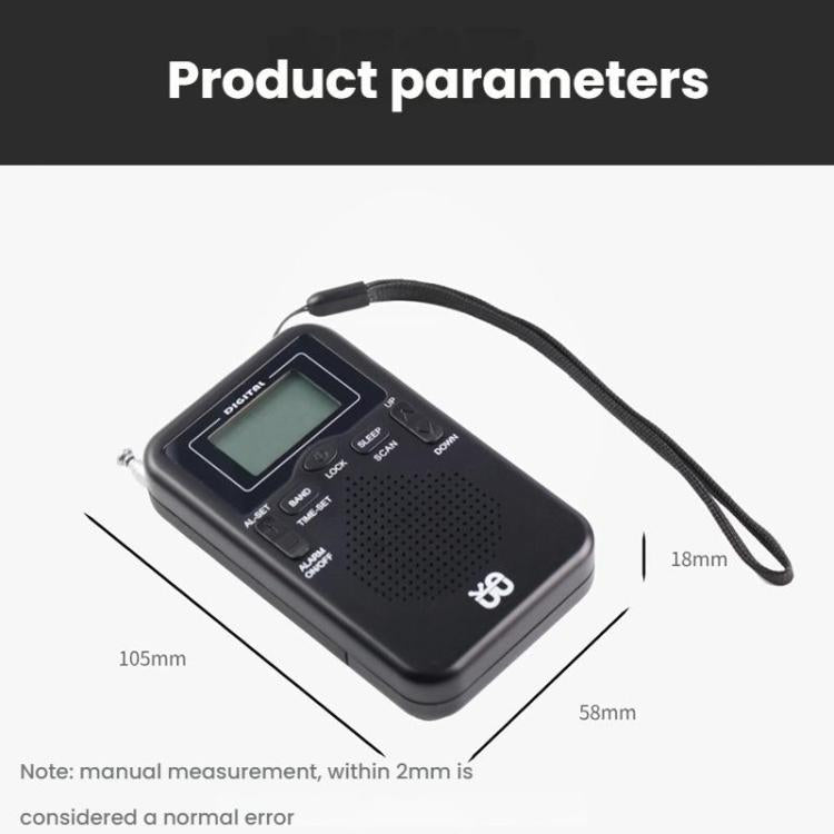 Portable FM/AM Clock-Controlled Stereo Pocket Radio Player – Magnetic, TPU, For EU, For US