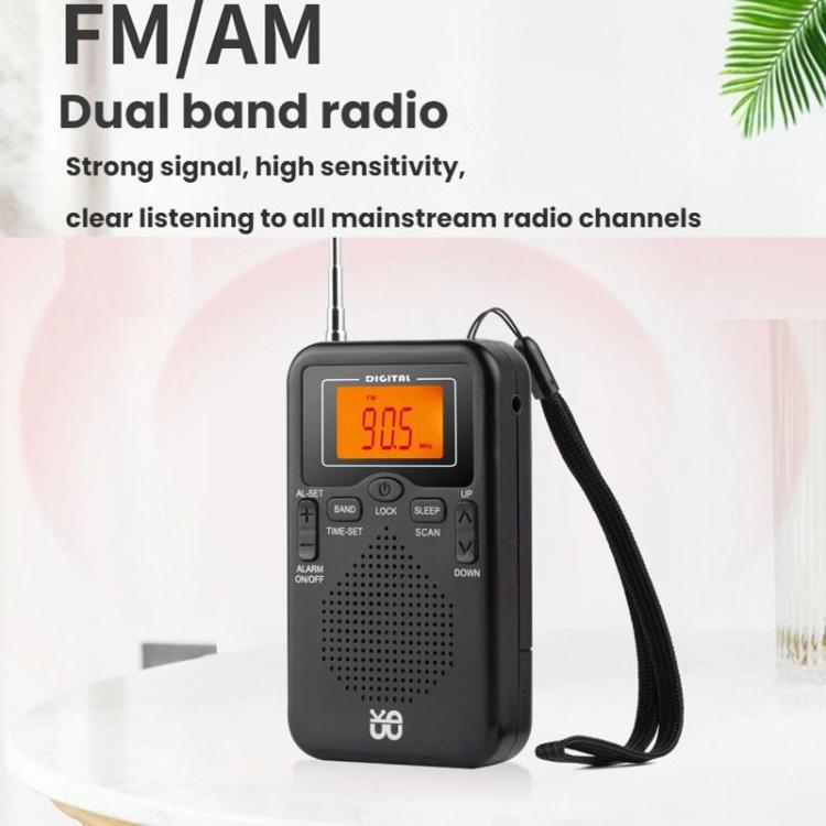 Portable FM/AM Clock-Controlled Stereo Pocket Radio Player – Magnetic, TPU, For EU, For US