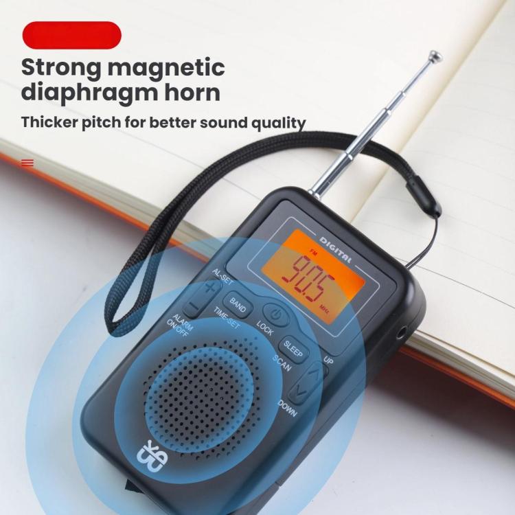 Portable FM/AM Clock-Controlled Stereo Pocket Radio Player – Magnetic, TPU, For EU, For US