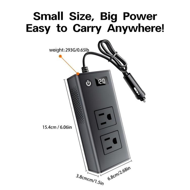 DC12V 200W Fast Charging QC3.0 PD Car Cigarette Lighter Portable Inverter, 110V US Plug, 220V Universal – Fast Charging, TPU