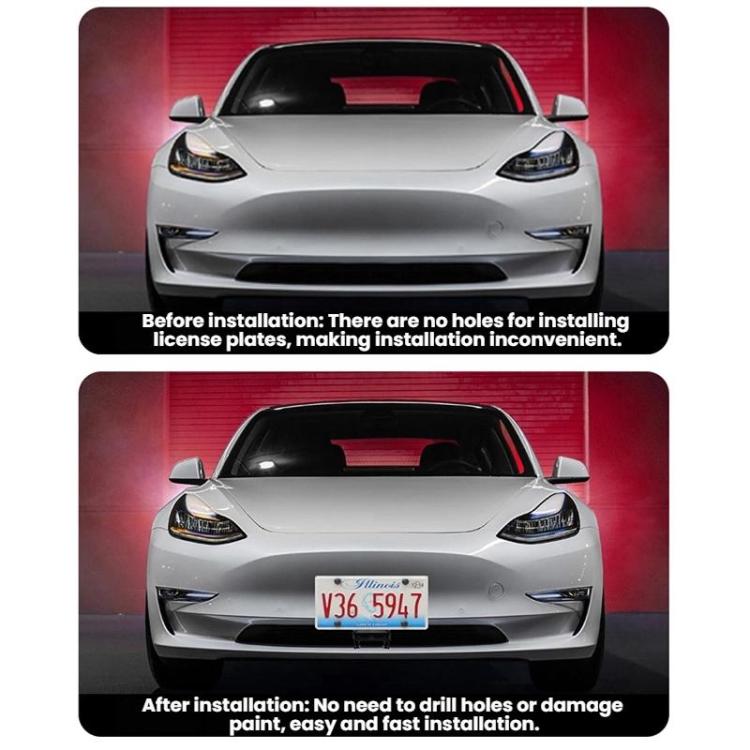 For Tesla 2024+ Model 3 Highland US Standard Punch-Free License Plate Frame – Aluminum Alloy