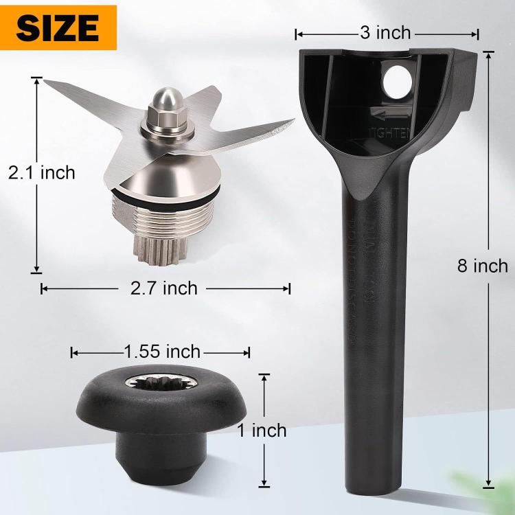 For Vitamix 5200 Stainless Steel Ice Breaker Accessory, Toothless Blade, Toothless Blade + Mushroom Head + Wrench, VT Plastic Wrench – Durable Build, Easy to Use