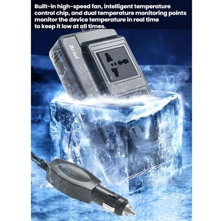 Meind 200W Car Inverter To 220V Fast Charging Dual Socket, Universal 12V, Universal 24V – Fast Charging, TPU