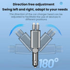 PD30W Car Charger With Retractable Cable, TYPE-C+8 Pin, TYPE-C+TYPE-C, 8 Pin+8 Pin