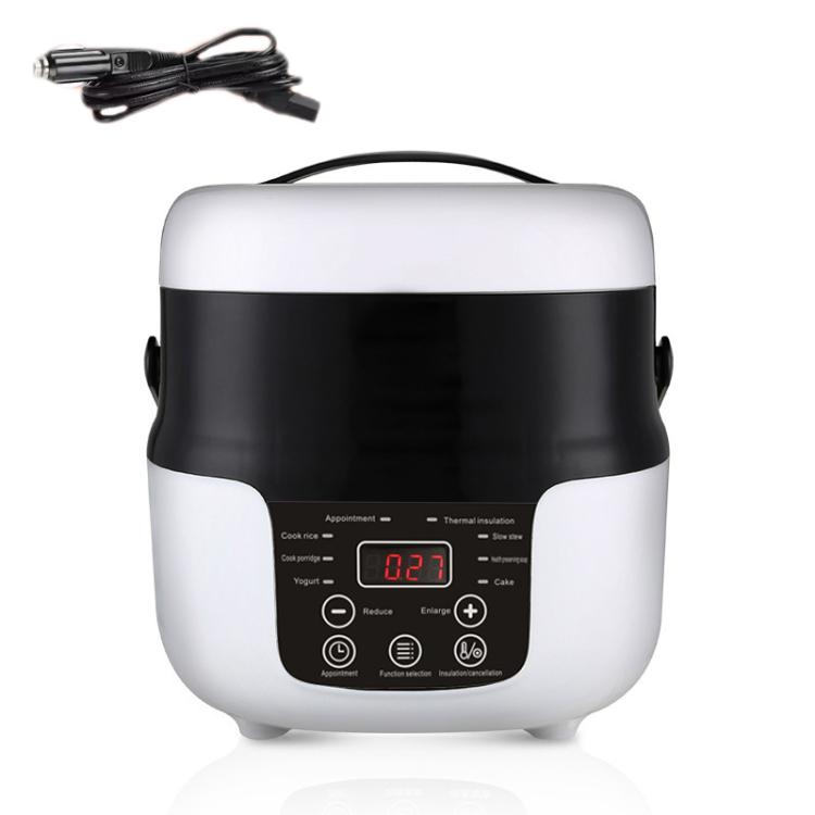 12V-24V 2L Car-Mounted Push-Button Rice Cooker, English, English + Battery Cable, Russian, Russian + Battery Cable English