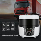 12V-24V 2L Car-Mounted Push-Button Rice Cooker, English, English + Battery Cable, Russian, Russian + Battery Cable