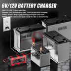 FOXSUR Smart 6V/12V 1.5A Battery Charger 4AH-30AH Lead Acid Battery Maintainer For Motorcycle/Car/ATV, EU Plug, US Plug, UK Plug – TPU