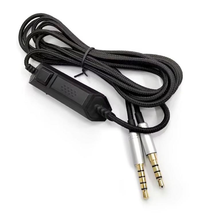 For Logitech Astro A10 / A40 Headset Gaming Headset 2m Braided Audio Cable, Silver Plug Straight Through, Silver Plug Wired Controller, Black Plug Wired Controller – Durable Build, Easy to Use Silver Plug Wired Controller